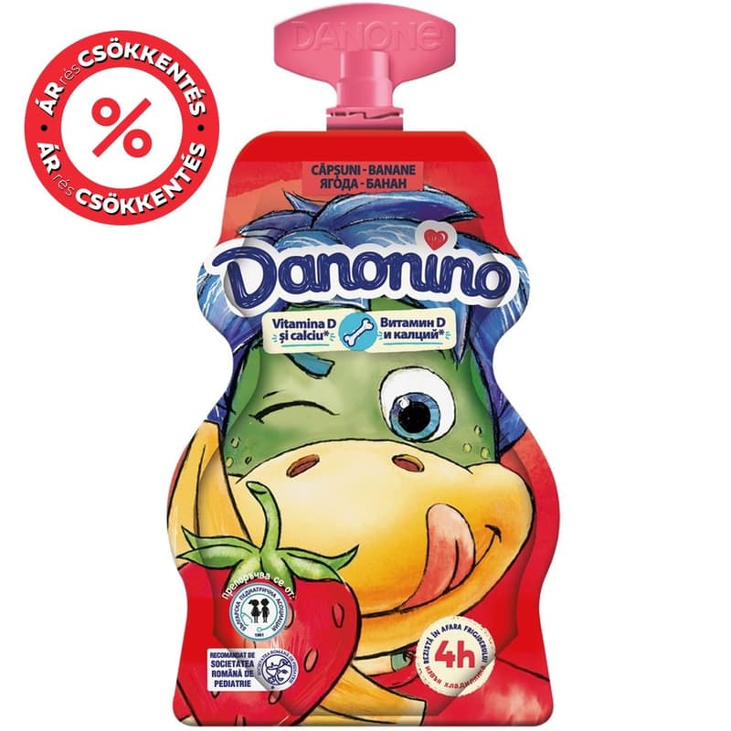 Danonino strawberry-banana flavored yogurt sachet for kids