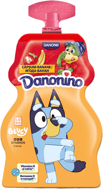 Danonino strawberry-banana flavored yogurt sachet for kids