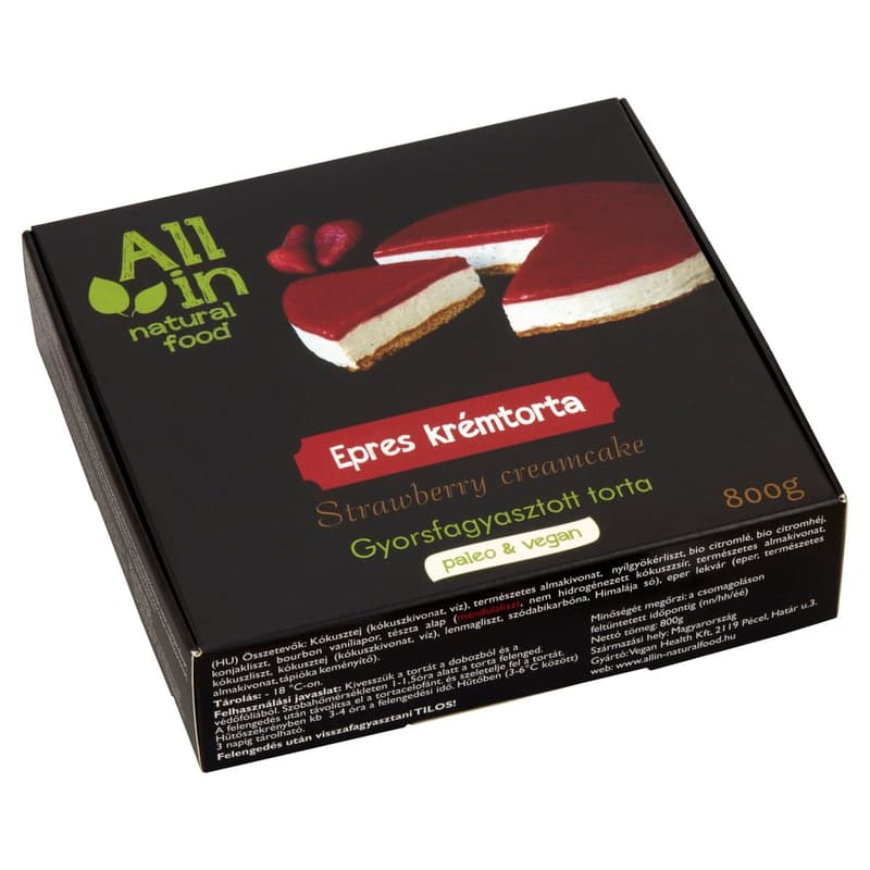 All in Natural Food frozen strawberry cheesecake cake