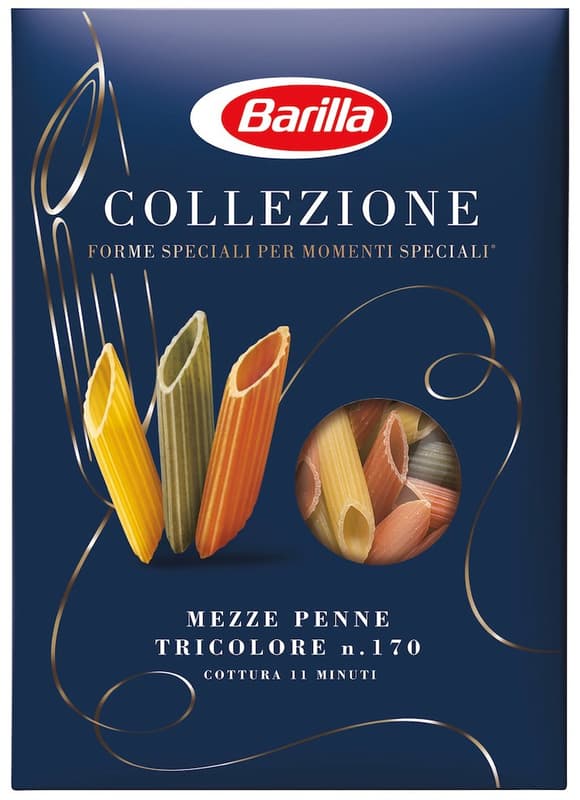 Barilla Collezione Mezze Penne Tricolore paradicsommal, spenóttal ízesített durum száraztészta