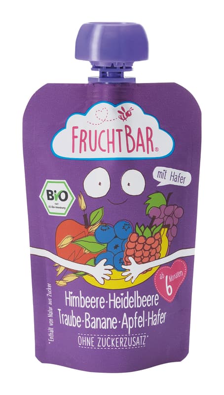 Fruchtbar BIO Málna-Áfonya-Szőlő-Banán-Zab 6 hónapos kortól