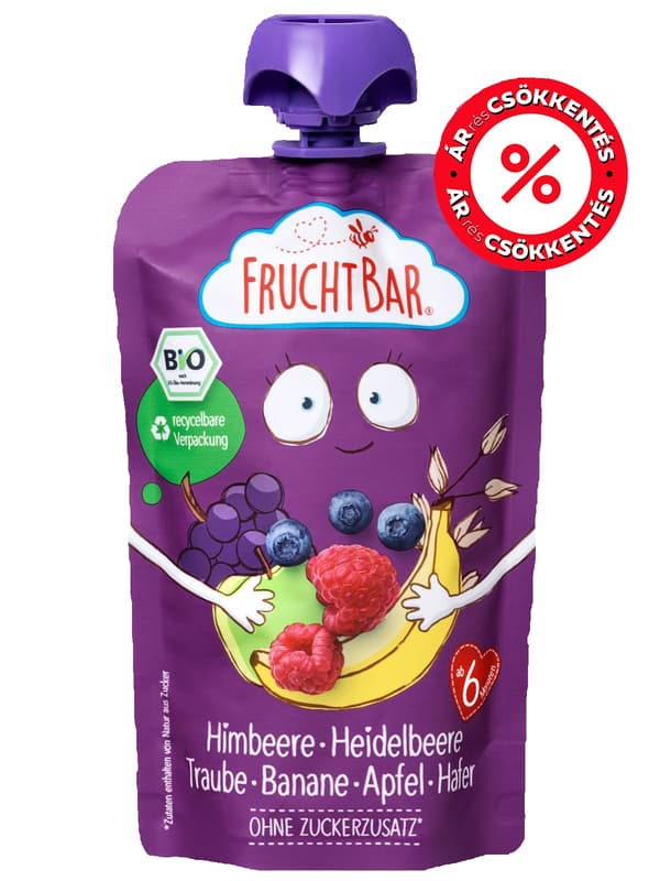 Fruchtbar BIO Málna-Áfonya-Szőlő-Banán-Zab 6 hónapos kortól