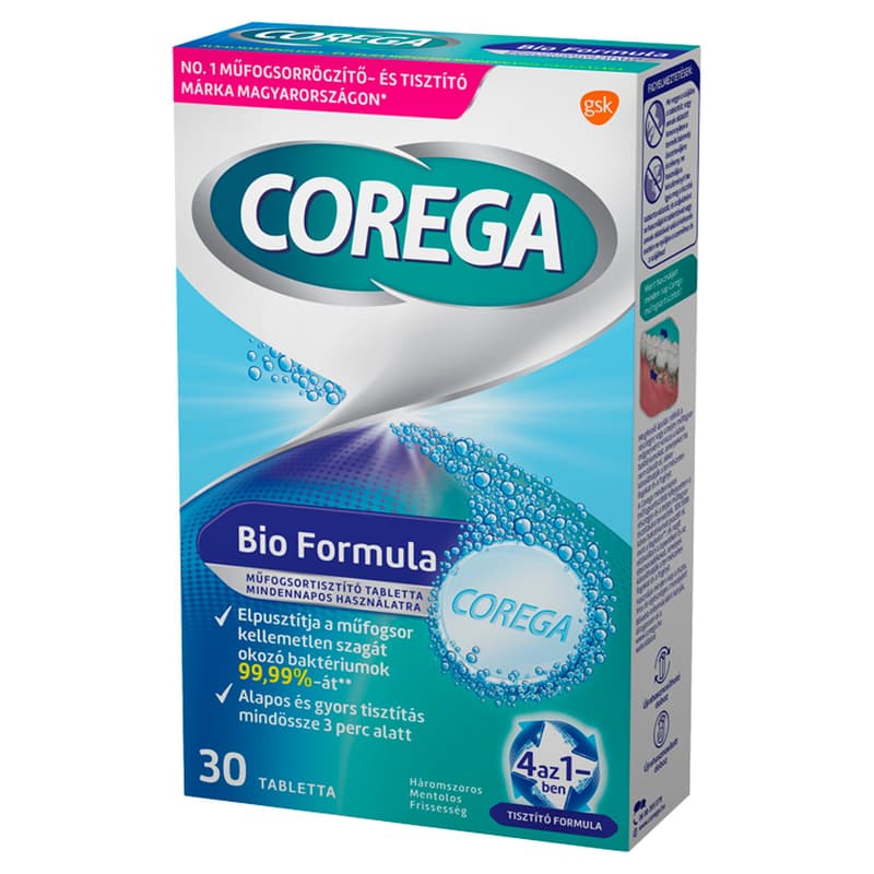 Corega Tabs Bio Formula műfogsortisztító tabletta