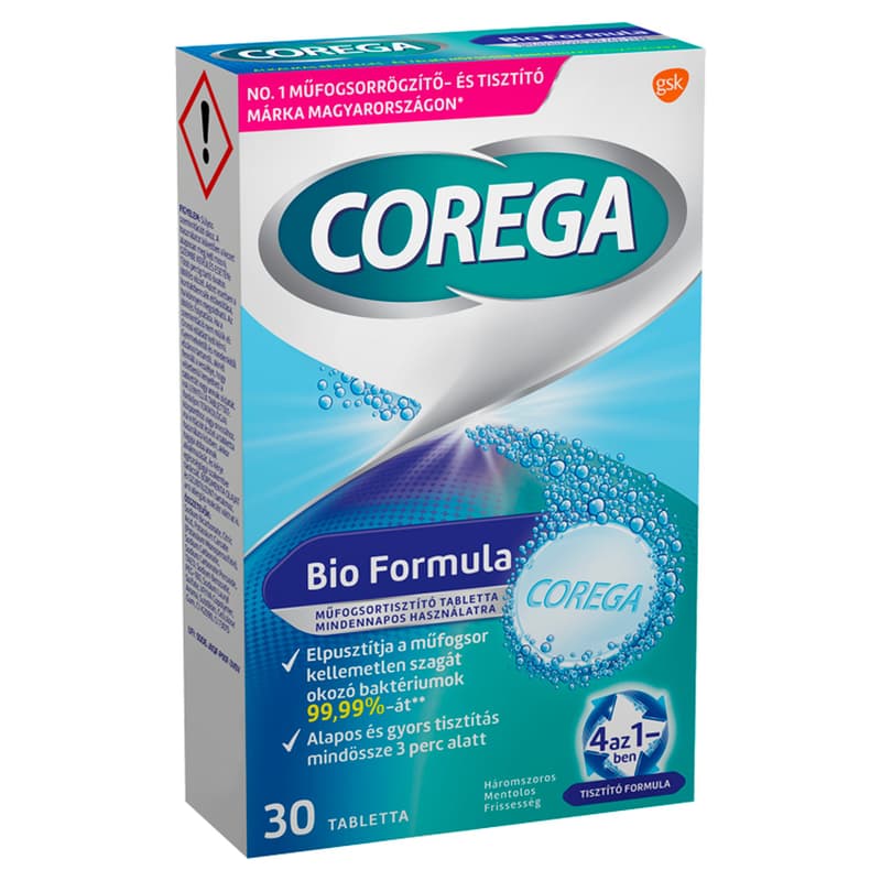 Corega Tabs Bio Formula műfogsortisztító tabletta