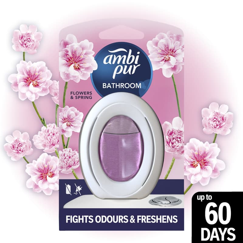 Ambi Pur Bathroom Air Freshener - Continuous Odor Neutralization & Odor Prevention Flowers & Spring 1x