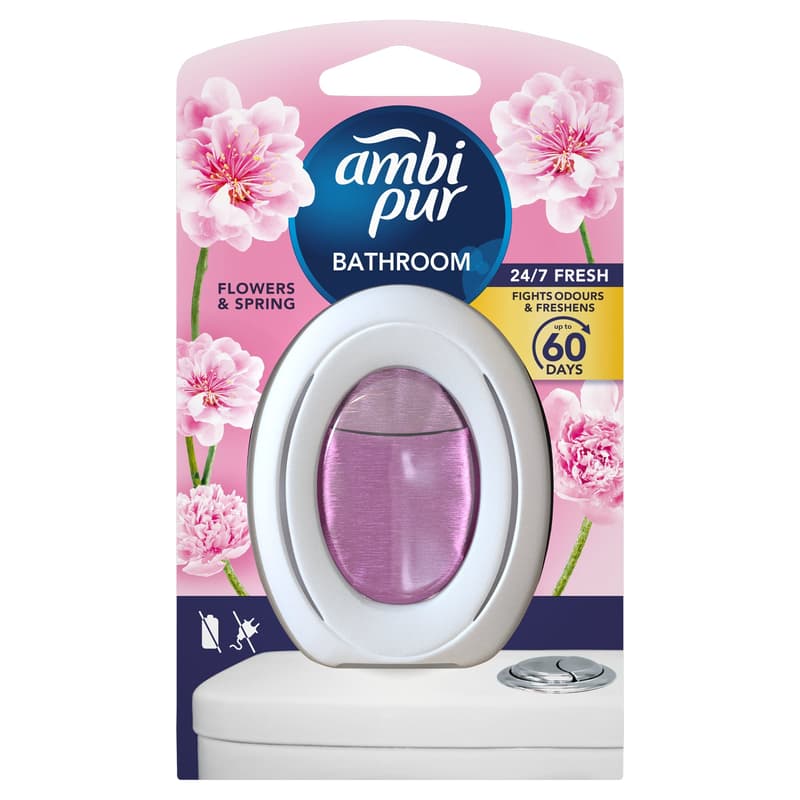 Ambi Pur Bathroom Air Freshener - Continuous Odor Neutralization & Odor Prevention Flowers & Spring 1x