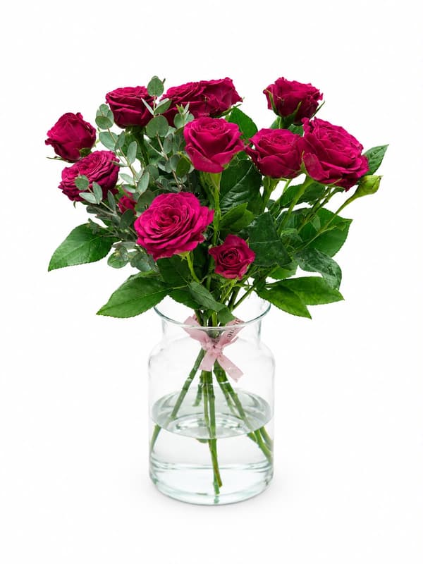 Nusy Flower Hazai csoportos rózsa eucaliptusszal - 3 szál