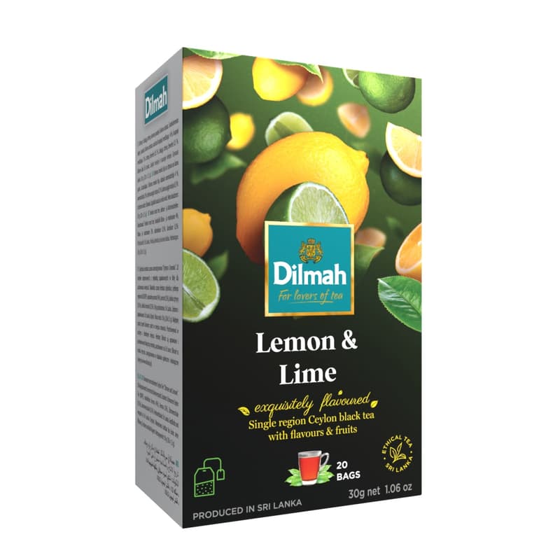 Dilmah Lemon & Lime aromatic black tea in aroma-sealed box