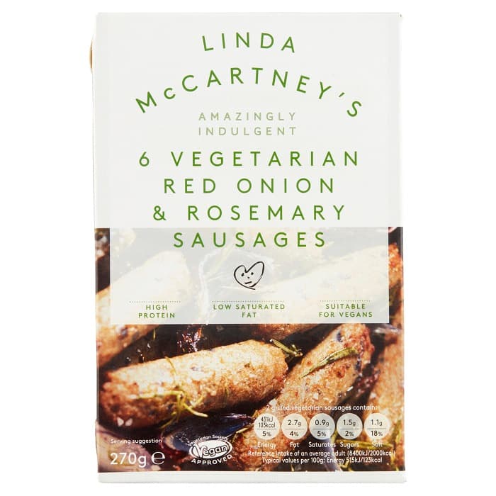 Linda MC vegetarian onion-rosemary sausage