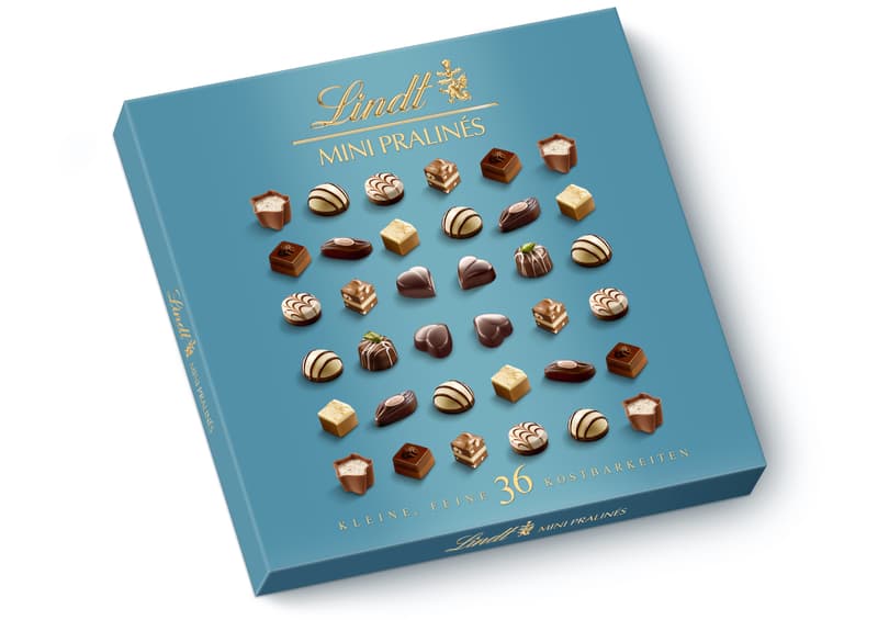 Lindt töltött mini praliné kollekció tejcsokoládéból és keserű csokoládéból