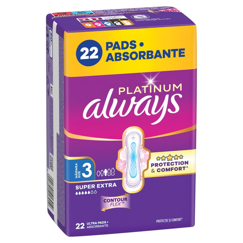 Always Platinum Egészségügyi Betét, 3-as méret, 22 db