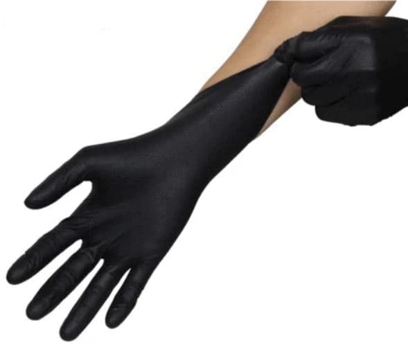 Powder-free nitrile rubber gloves, black (size M)