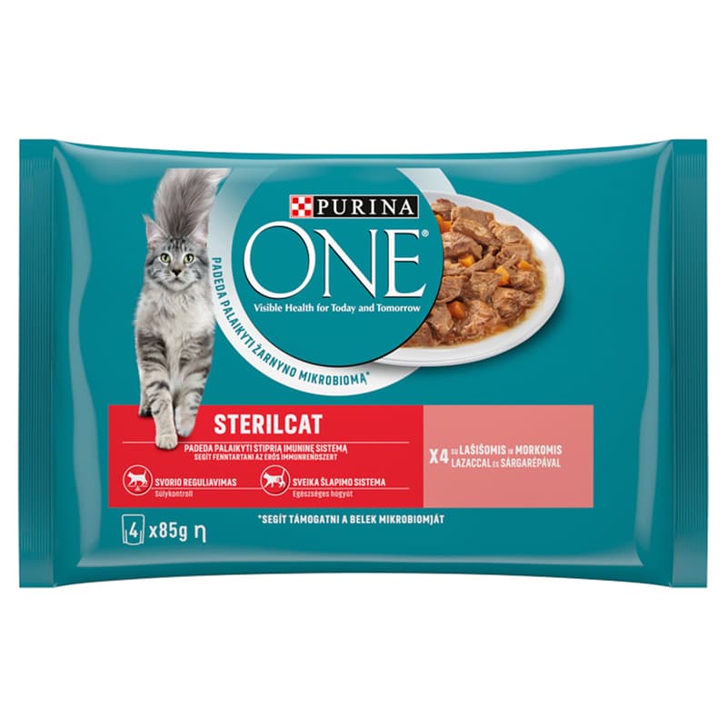 Purina One STERILCAT Lazaccal és sárgarépával nedves macskaeledel