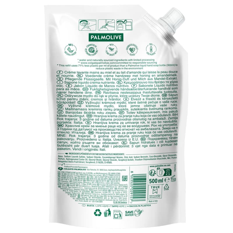 Palmolive liquid soap refill with milk and honey