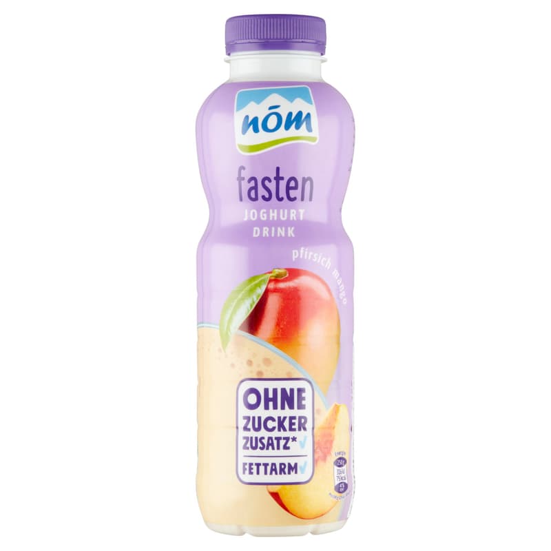 NÖM Fasten őszibarackos-mangós joghurtital, édesítőszerekkel