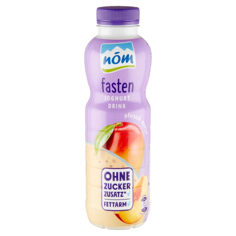NÖM Fasten őszibarackos-mangós joghurtital, édesítőszerekkel