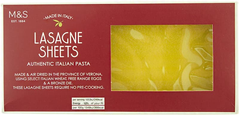 Marks & Spencer Lasagne Italian egg pasta