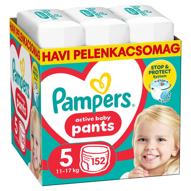 Pampers Active Baby Pants Bugyipelenka, Havi Pelenkacsomag, Méret: 5 (11-17 kg) 152 db
