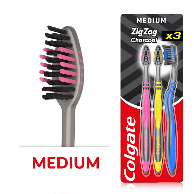 Colgate ZigZag Charcoal medium toothbrush