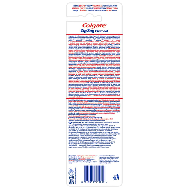 Colgate ZigZag Charcoal medium toothbrush
