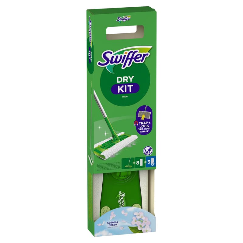Swiffer Sweeper Száraz és Nedves Felmosó Kezdőkészlet, 1 db felmosó + 8 db száraz kendő + 3 db nedves kendő