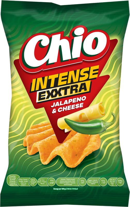 Chio Exxtra Intense sajt és jalapeño chili ízű burgonyachips