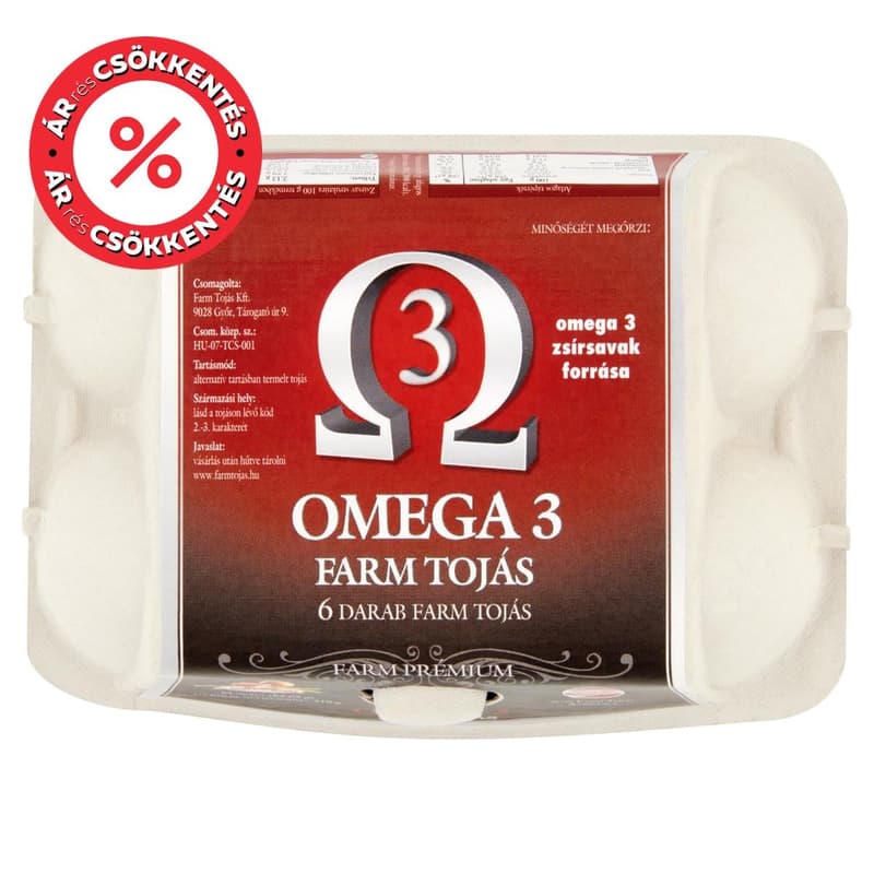 Farm Tojás Omega-3 "A" osztályú mélyalmos tojás M
