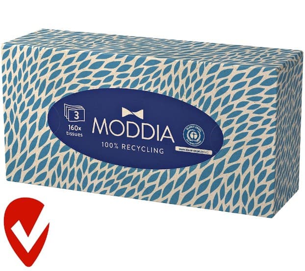 Moddia dobozos újrahasznosított papírzsebkendő 3 rétegű