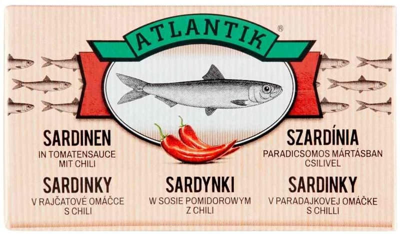 Atlantik szardínia paradicsomos mártásban, chilivel