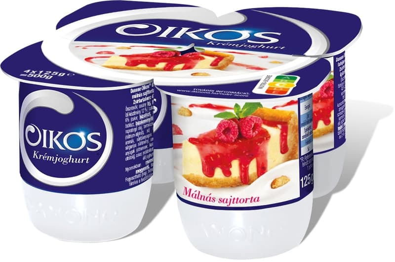 Danone Oikos Raspberry Cheesecake Flavoured Live Culture Greek Cream Yoghurt (4x125g)