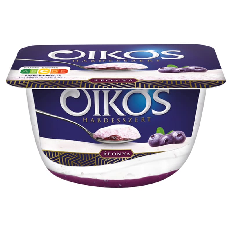 Danone Oikos Habdesszert habosított tejtermék áfonyás öntettel