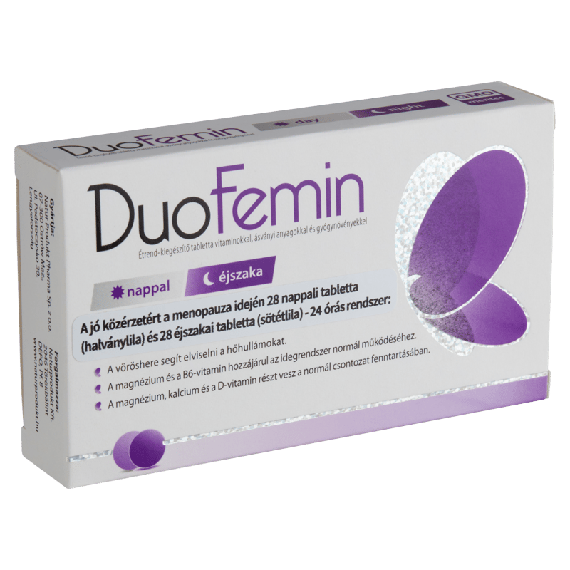 DuoFemin étrend kiegészítő tabletta vitaminokkal, ásványi anyagokkal és gyógynövényekkel 28 db+28 db