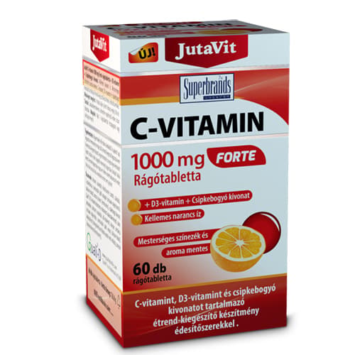 JutaVit C-vitamin 1000 mg Forte + D3 + Csipkebogyó rágótabletta 60 db