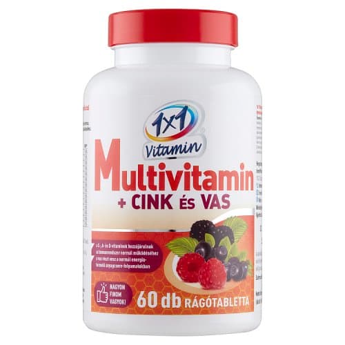 1x1 Vitaday multivitamin + zinc, iron chewable tablets forest fruit flavour 60x