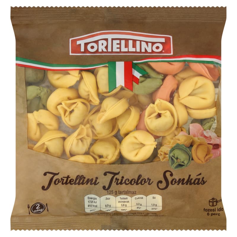 Tortellini tricolor with ham