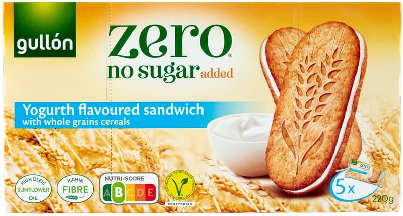 Gullón DietNature Biscuit with Filling with Sweetener and with No Added Sugars (5x44g)