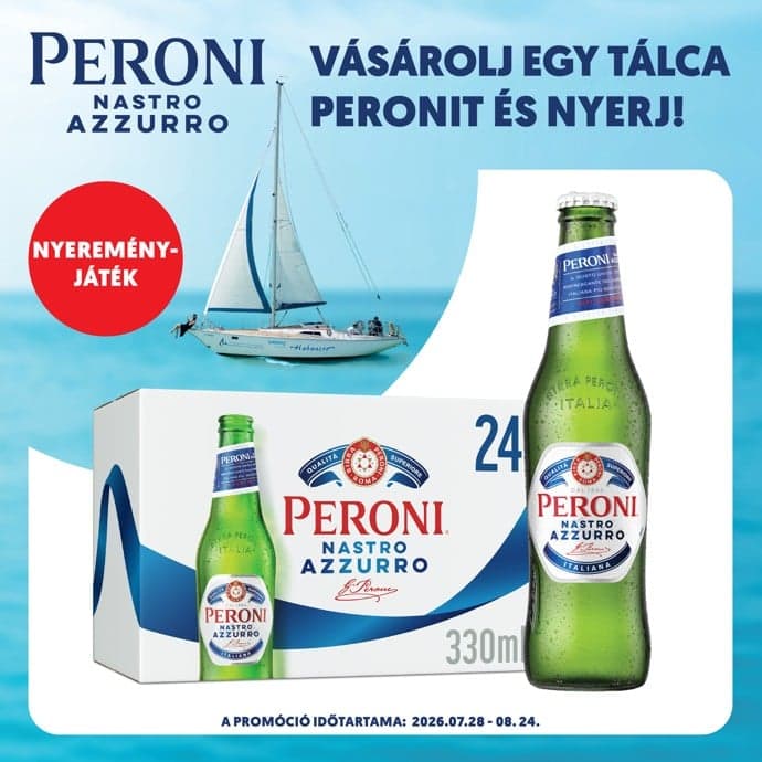 Peroni minőségi világos sör 5,0%, 24 üveg