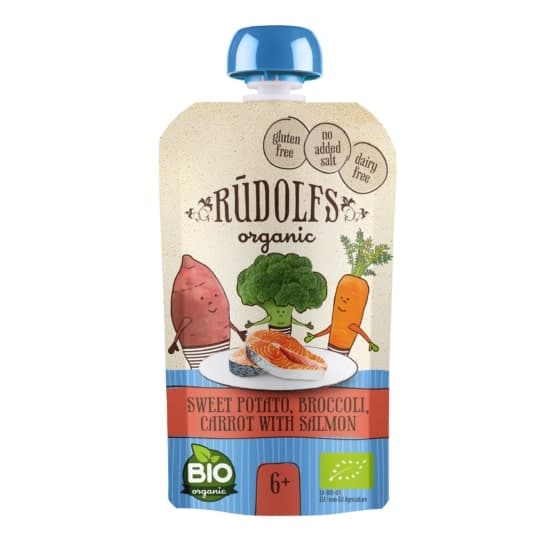 RUDOLFS ORGANIC Sweet potato, broccoli, carrot with salmon BIO