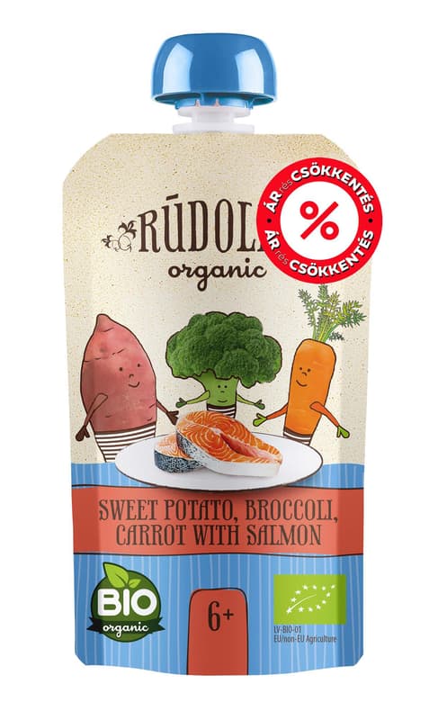 RUDOLFS ORGANIC Sweet potato, broccoli, carrot with salmon BIO