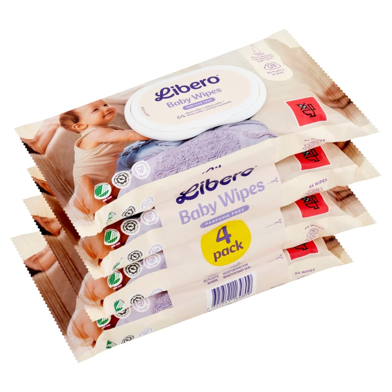 Libero unscented wet wipes with soothing rapeseed oil 4 x 64 pcs
