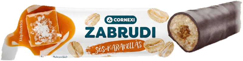 Cornexi zabrudi - sós- karamellás töltelékkel töltött zabrúd, kakaós bevonattal