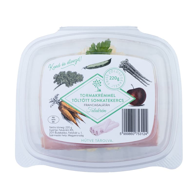 Horseradish-Cream Stuffed Ham Scroll (2 pcs) on French Salad