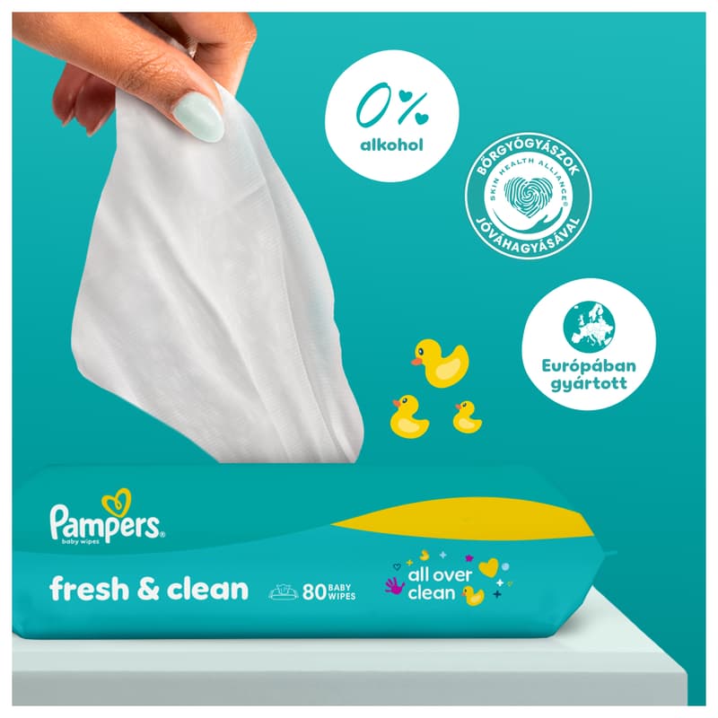 Pampers Fresh Clean Baby Nedves Törlőkendő, 4x80 db, 320 db
