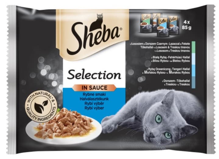 Sheba Selection tasakos halas válogatás felnőtt macskák számára(4 x 85 g)
