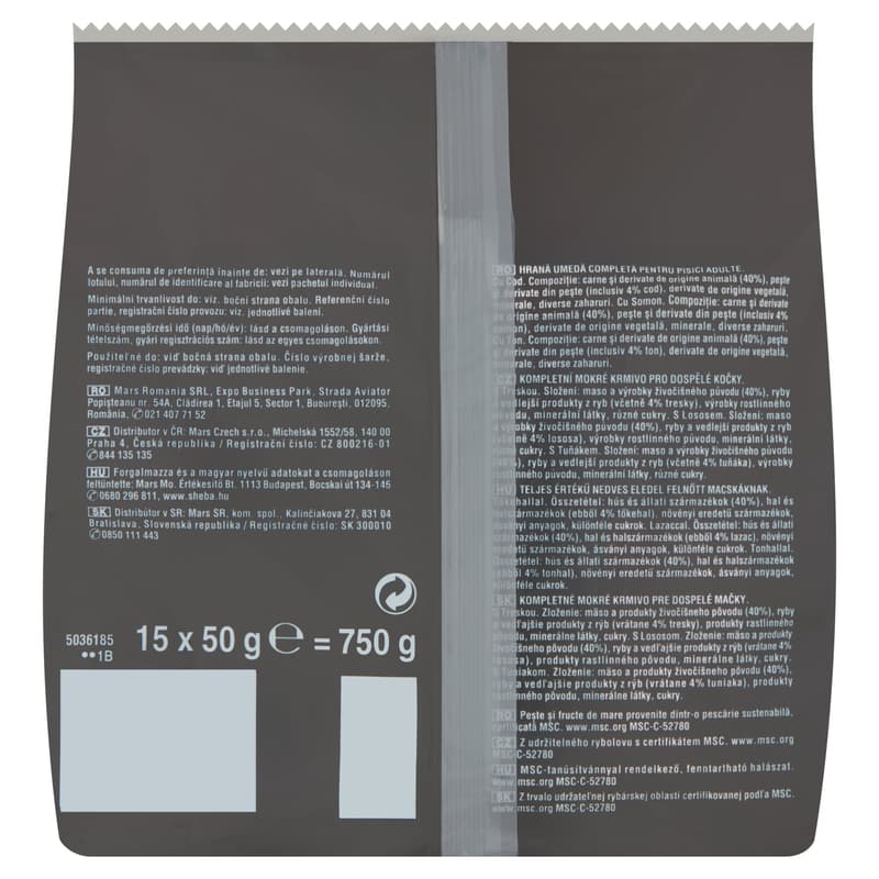 Sheba Fresh & Fine halas válogatás mártásban felnőtt macskák számára (15 x 50 g)