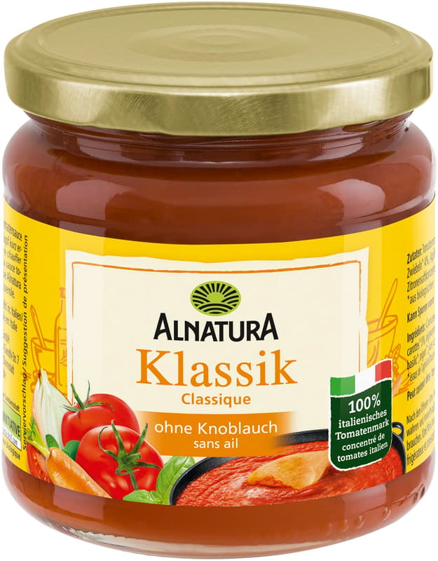 Alnatura BIO Paradicsomszósz zöldségekkel, fokhagyma nélkül