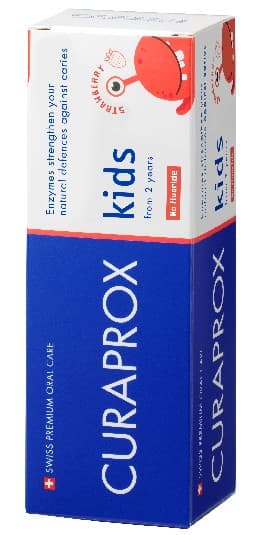 Curaprox Kids Enzyme Toothpaste for kids, strawberry flavoured, fluoride free