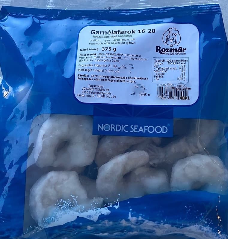 Frozen shrimp tails 16/20, cleaned