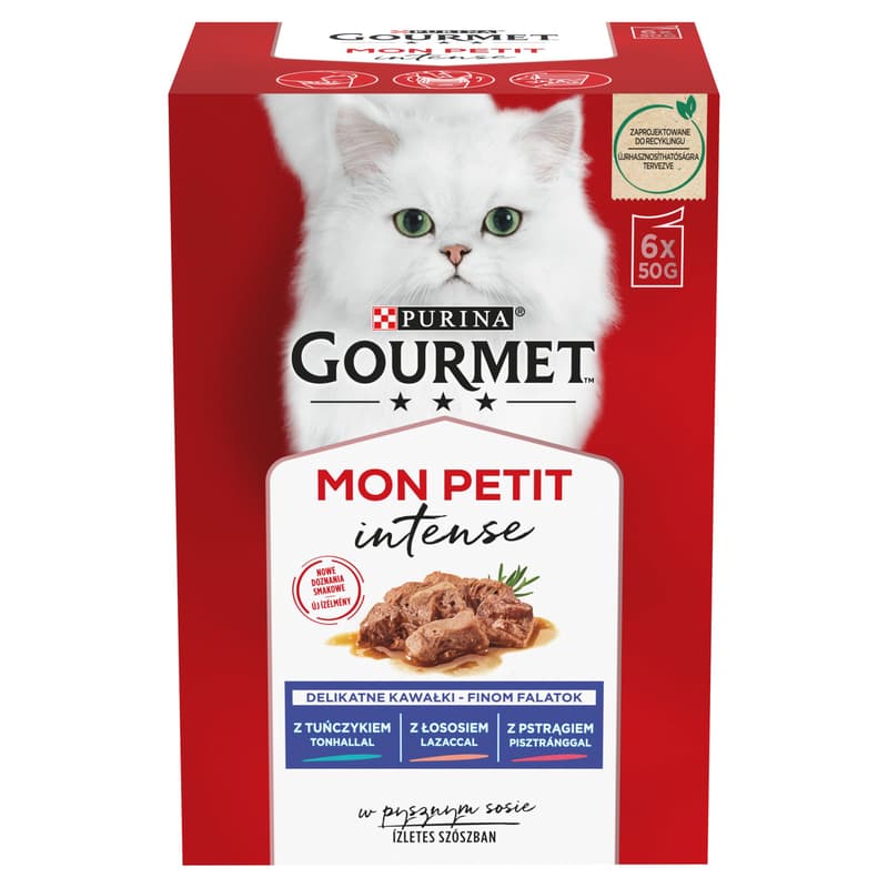 Gourmet Mon Petit Tonhallal,Lazaccal,Pisztránggal nedves macskaeledel