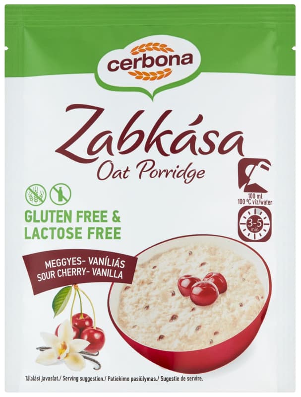 Cerbona Porridge with sour cherry and vanilla, gluten free, lactose free